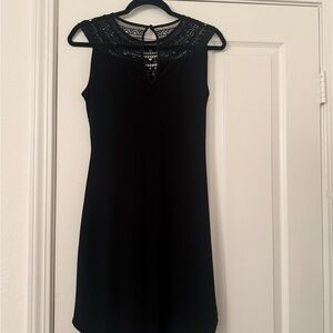 White House Black Market Black Sleeveless Dress with Lace Yoke